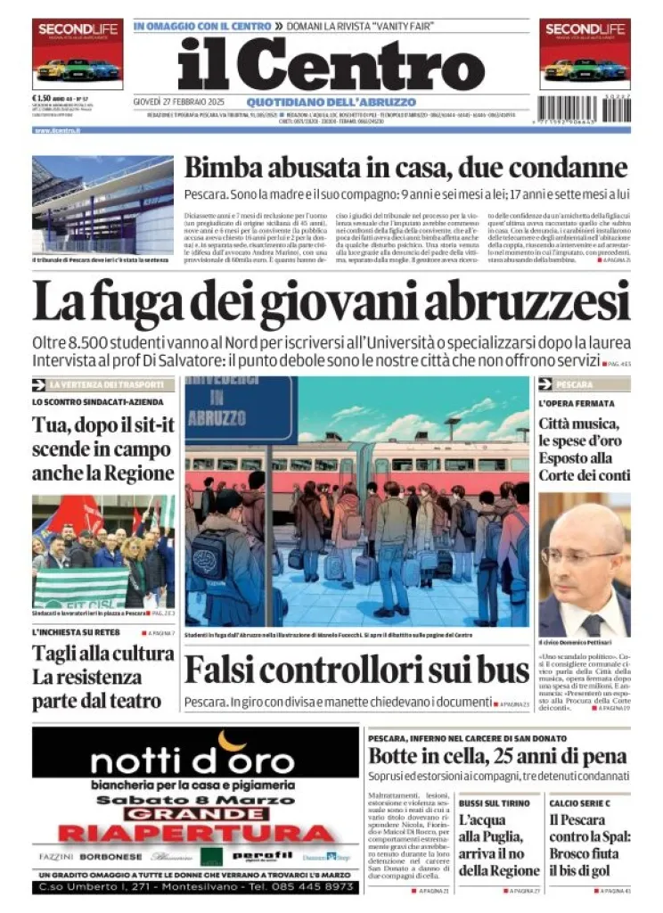 Prima-pagina-il centro-oggi-edizione-del-2025-02-27